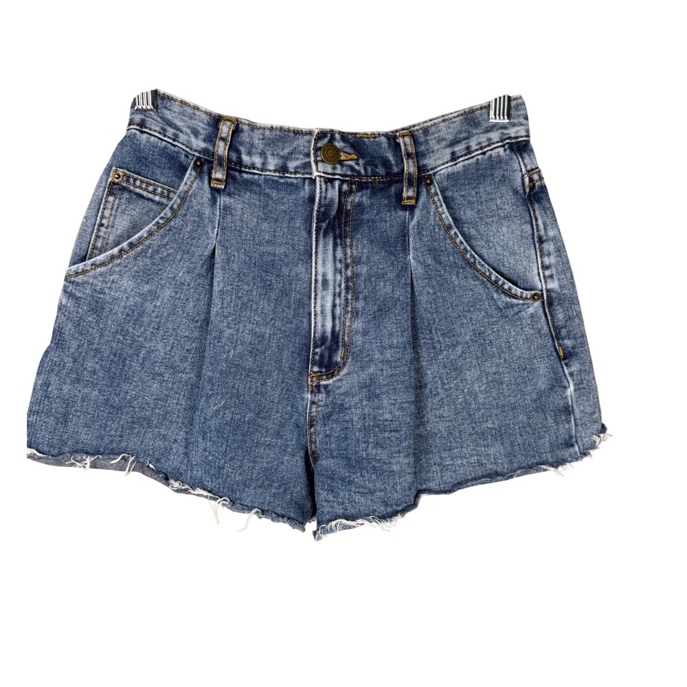 BDG Pleated Denim Shorts High Rise Frayed Hem Y2K Size 25